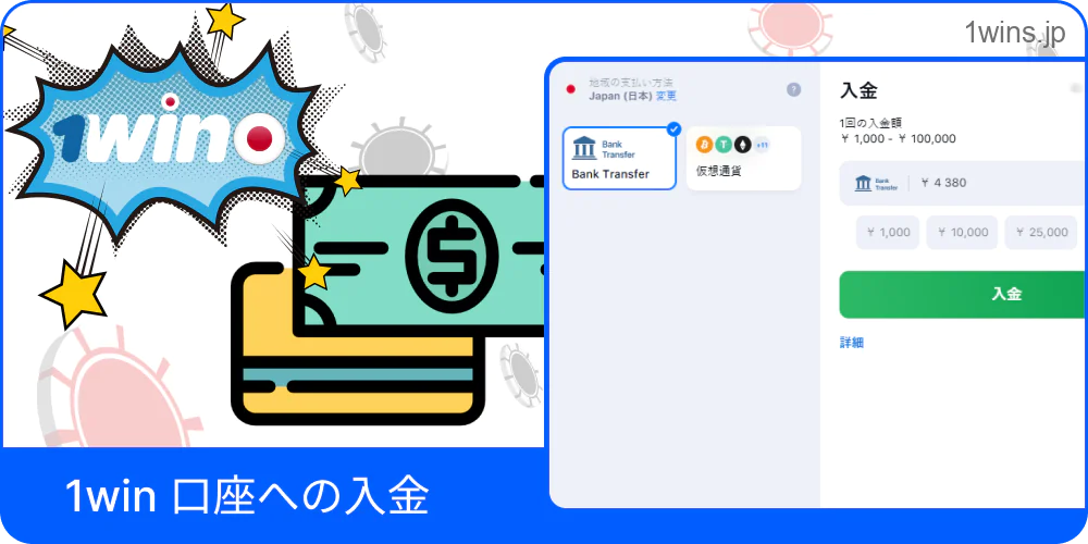 1Winで入金するための方法